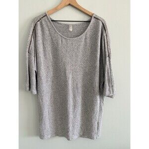 Per Seption Concept Sweater Womens Size XL Gray 3/4 Sleeve Tunic Top Stretch